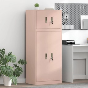 vidaXL Ντουλάπι αποθήκευσης 2 τμχ. Ροζ 60 x 40 x 145 εκ Ατσάλι