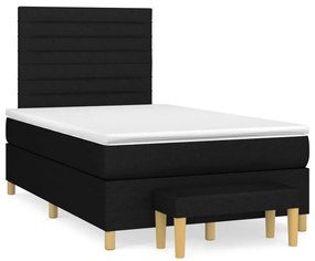 Κρεβάτι Boxspring με Στρώμα Μαύρο 120x200 εκ. Υφασμάτινο - Μαύρο