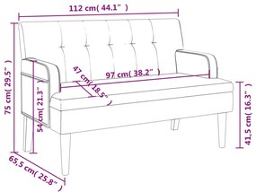 Παγκάκι με Πλάτη Γκρι 112 x 65,5 x 75 εκ. από Συνθετικό Δέρμα - Γκρι