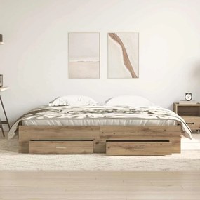 vidaXL Κρεβάτι με Συρτάρια με συρτάρι artisan δρυς 180 x 200 cm