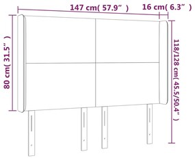 vidaXL Κεφαλάρι Κρεβατιού LED Σκούρο Γκρι 147x16x118/128εκ. Βελούδινο