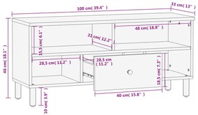 ΈΠΙΠΛΟ ΤΗΛΕΟΡΑΣΗΣ ΜΑΥΡΟ 100 X 33 X 46 ΕΚ. ΑΠΟ ΜΑΣΙΦ ΞΥΛΟ ΜΑΝΓΚΟ 356835