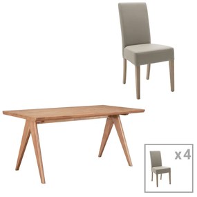 Intrahome Τραπεζαρία ROCKYA-Winslow II Intrahome σετ 5τμχ ξύλο rubberwood σε ανοιχτό καρυδί χρώμα 180x85x75εκ | SKU: INTRAPA-311112166