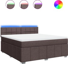 vidaXL Κρεβάτι Boxspring με Στρώμα Σκούρο Καφέ 180x200 εκ Υφασμάτινο