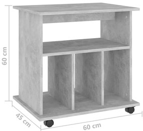 vidaXL Ντουλάπι Τροχήλατο Γκρι Σκυρ. 60 x 45 x 60 εκ. από Επεξ. Ξύλο