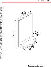 Καθρέπτης Μαύρο CRAFLAA 45x12x75