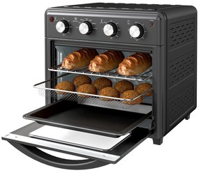 HOMCOM Φούρνος Μίνι, Φριτέζα Αέρος, 90-230° C, 7 Προγράμματα, Αξεσουάρ, Μαύρο