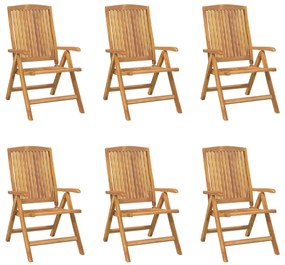 Καρέκλες Κήπου Ανακλινόμενες 6 τεμ. Μασίφ Ξύλο Teak &amp; Μαξιλάρια - Καφέ