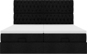 vidaXL Οθωμανικό κρεβάτι με στρώματα Μαύρο 180x200cm Ύφασμα