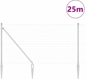 vidaXL Τεντώτο με στήριγμα Ασημί 1 x 25 m Ατσάλι