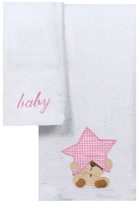 Isadore Lorraine Βρεφικές Πετσέτες Σετ 2Τεμ 50×50 + 70×140 cm Βαμβακερές 500gr - Star Bear Pink