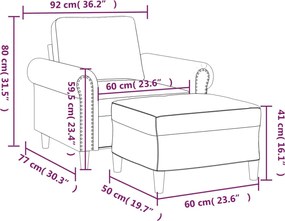 vidaXL Πολυθρόνα Κίτρινη 60 εκ. Βελούδινη με Υποπόδιο