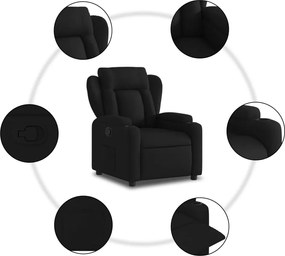 vidaXL Πολυθρόνα με Ανακλινόμενη Πόρτα Μαύρη Υφασμάτινη