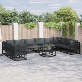 vidaXL Σετ Καναπέ Κήπου 10 pcs Μαύρο 423 x 213 x 71 εκ Αλουμίνιο
