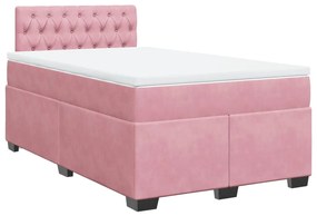 vidaXL Κρεβάτι Boxspring με Στρώμα Ροζ 120x200 εκ. Βελούδινο