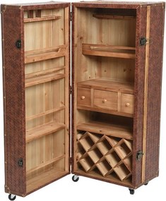 EXTREME INTERIOR DESIGN WOOD WINE RACK SUITCASE LEATHER 99334