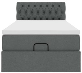 vidaXL Οθωμανικό κρεβάτι με στρώμα σκούρο γκρι 100x200cm ύφασμα