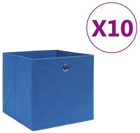 Κουτιά Αποθήκευσης 10 τεμ. Μπλε 28x28x28 εκ. Ύφασμα Non-woven - Μπλε