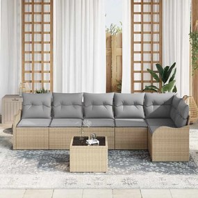 vidaXL Σετ Καναπέ Κήπου 7 pcs Μπεζ συνθετικό ρατάν