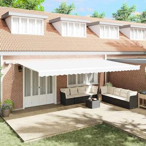 vidaXL Αναδιπλούμενη τέντα Λευκό 600 x 350 εκ Ύφασμα και αλουμίνιο