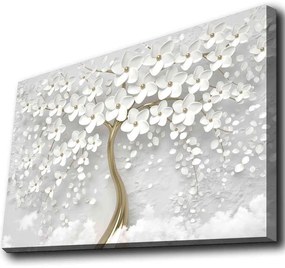 Πίνακας Καμβάς Με Φως Led 139LDG1121 70x45cm White-Gold Wallity Horizontal Ξύλο, Καμβάς