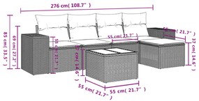 vidaXL Σετ Καναπέ Κήπου 6 τεμ. Μπεζ Συνθετικό Ρατάν με Μαξιλάρια