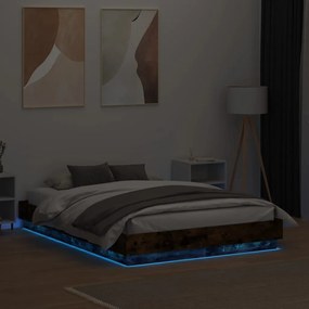 Πλαίσιο Κρεβατιού με LED Καπνιστή Δρυς 120x190 εκ. - Καφέ