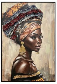 Πίνακας σε Καμβά &quot;African lady 36214&quot; Fylliana Μπέζ - Καφέ 80x4x120 εκ. 80x4x120 εκ.