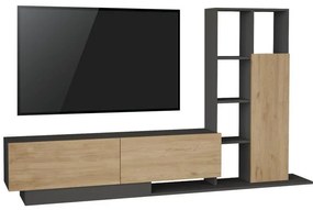 Σύνθετο Σαλονιού Damon σε Φυσικό - Ανθρακί 211.2x29.5x123.6εκ. 211.2x29.5x123.6 εκ.