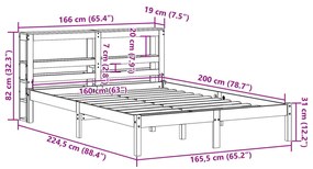 Σκελετός Κρεβατιού Χωρίς Στρώμα 160x200 εκ Μασίφ Ξύλο Πεύκου - Καφέ