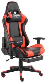 Καρέκλα Gaming Περιστρεφόμενη με Υποπόδιο Κόκκινη PVC