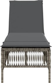 vidaXL Ξαπλώστρα με Μαξιλάρι Γκρι από Συνθετικό Ρατάν