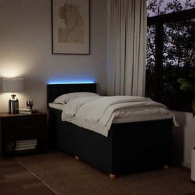 vidaXL Κρεβάτι Boxspring με Στρώμα Μαύρο 90x190 εκ.Υφασμάτινο