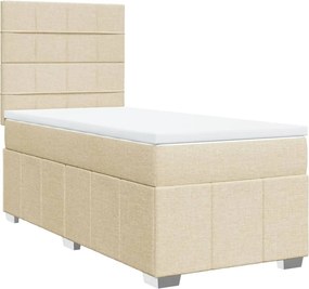 vidaXL Κρεβάτι Boxspring με Στρώμα Κρεμ 100 x 200 εκ. Υφασμάτινο