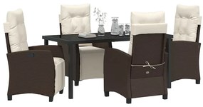 vidaXL Σέτ φαγητού για κήπο 5 pcs Καφέ συνθετικό ρατάν