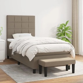 vidaXL Κρεβάτι Boxspring με Στρώμα Taupe 90x190 εκ.Υφασμάτινο