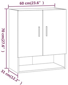 Ντουλάπι Τοίχου Καπνιστή Δρυς 60x31x70 εκ. Επεξεργασμένο Ξύλο - Καφέ