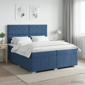 vidaXL Κρεβάτι box spring με στρώμα Μπλε 200 x 200 cm Ύφασμα
