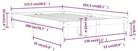 ΠΛΑΙΣΙΟ ΚΡΕΒΑΤΙΟΥ 120 X 200 ΕΚ. ΑΠΟ ΜΑΣΙΦ ΞΥΛΟ ΠΕΥΚΟΥ 810360