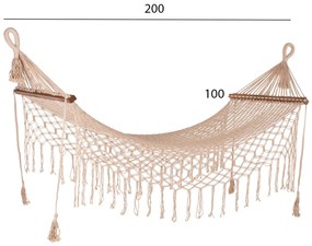 Μάκραμε Αιώρας Μπεζ 200x100 Εκ.