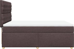 vidaXL Κρεβάτι Boxspring με Στρώμα Σκούρο Καφέ 140x190 εκ. Υφασμάτινο