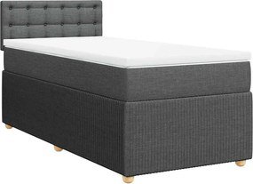 vidaXL Κρεβάτι Boxspring με Στρώμα Σκούρο Γκρι 100x200 εκ. Υφασμάτινο