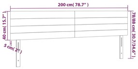 vidaXL Κεφαλάρι Κρεβατιού LED Μαύρο 200x5x78/88 εκ. Βελούδινο