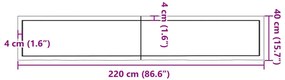 Πάγκος Μπάνιου Σκούρο Καφέ 220x40x(2-4) εκ. Επεξεργ. Μασίφ Ξύλο - Γκρι