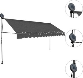 vidaXL Τέντα Συρόμενη Χειροκίνητη με LED Ανθρακί 350 εκ.