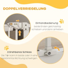 Dog Door Gate Barrier Pet Gate Metal Plastic 74-87cm Λευκό