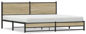 vidaXL Σκελετός Κρεβ. Χωρίς Στρώμα Sonoma Δρυς 193x203 εκ. Μεταλλικό
