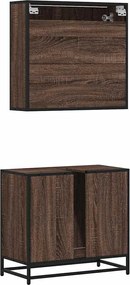 vidaXL Σετ Επίπλων Μπάνιου 2 Τεμαχίων Καφέ Δρυς από Τεχν. Ξύλο