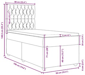 Κρεβάτι Boxspring με Στρώμα Μπλε 90x190 εκ.Υφασμάτινο - Μπλε