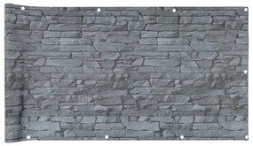 vidaXL Περίφραξη Μπαλκονιού Σχέδιο Ledge Stone Γκρι 500x90 εκ. PVC